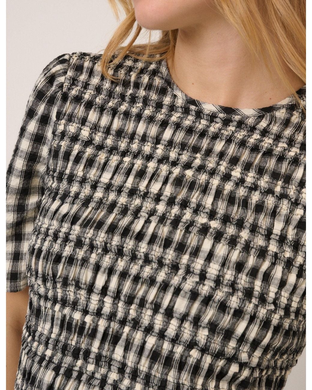 Nobody's Child Multicolor Gingham Shirred Top