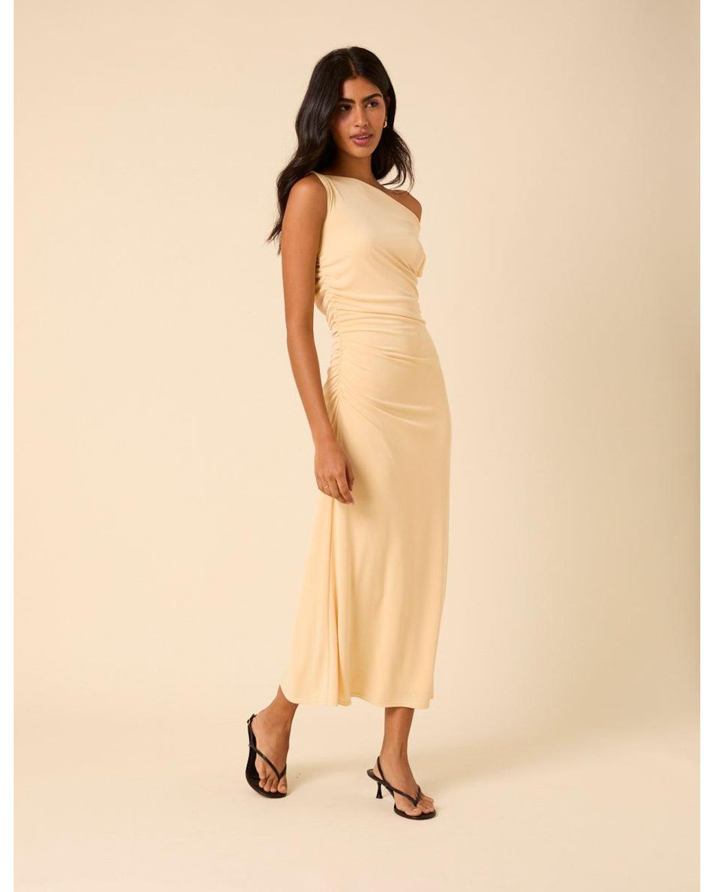 Nobody's Child Butter Asymmetric Bethany Maxi Dress in Natural | Lyst UK