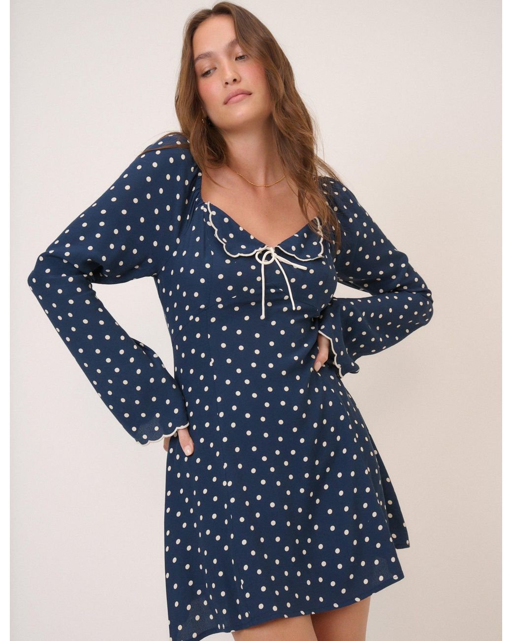 Nobody's Child Blue Polka Dot Lyon Mini Dress