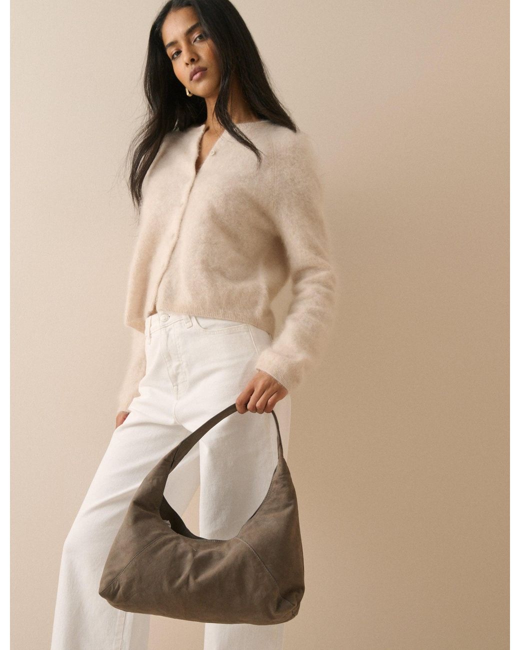 Nobody's Child Natural Suede Shoulder Bag