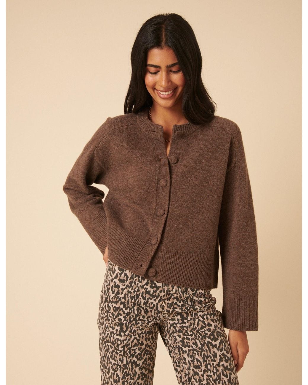 Nobody's Child Brown Wool Saddle Lily Cardigan