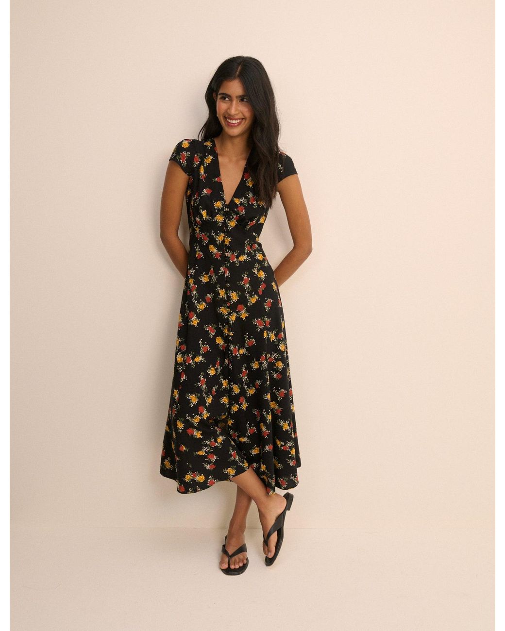 Nobody's Child Natural Floral Avery Midi Dress