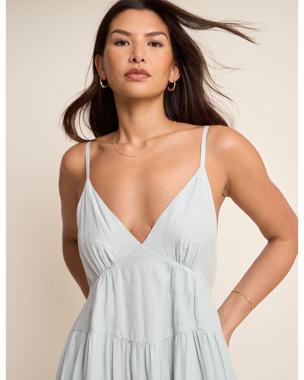 Nobody's Child Natural Powder Tiered Thea Maxi Dress