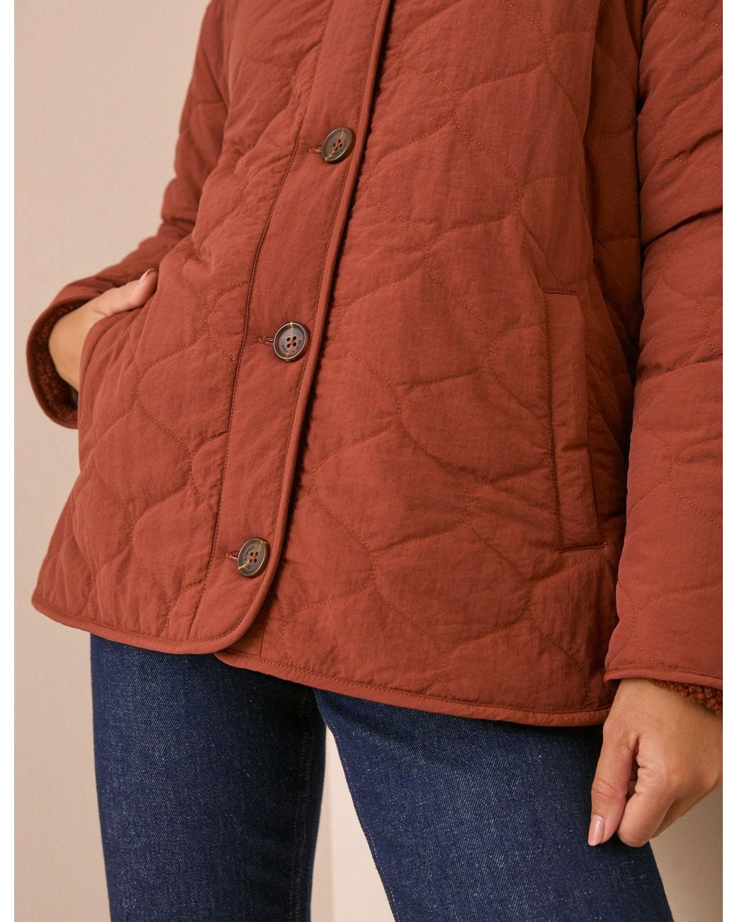 Nobody's Child Orange Quilted Reservable Borg Jacket