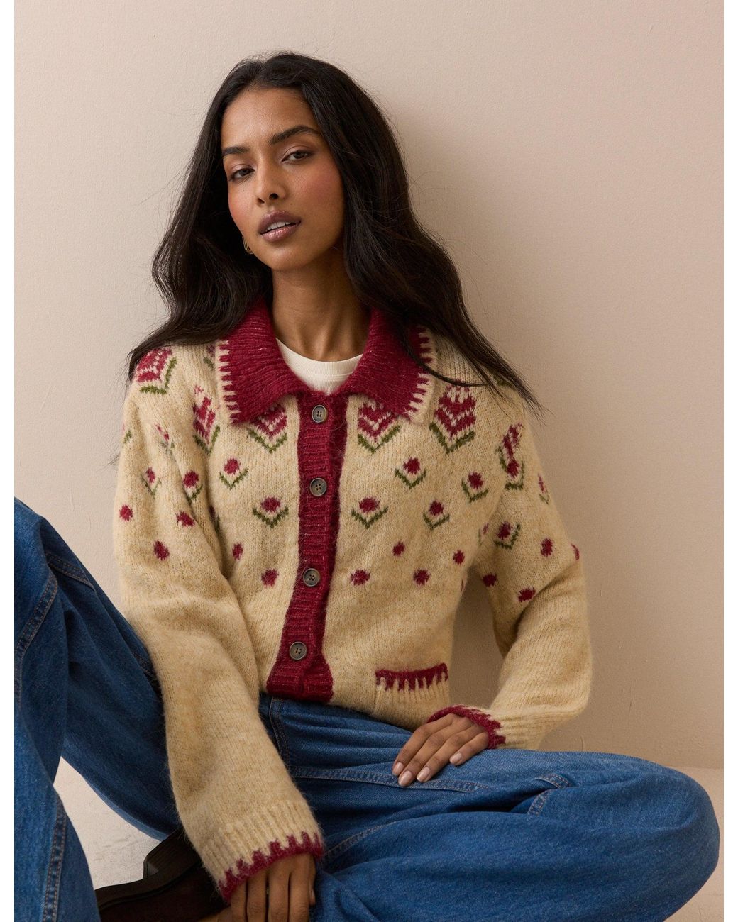 Nobody's Child Blue And Floral Knitted Jacket