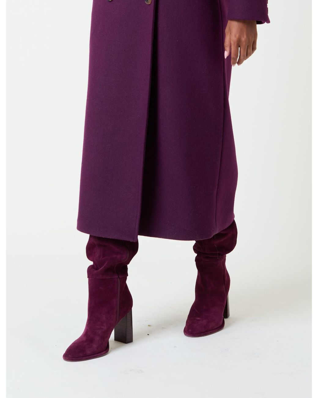 Nobody's Child Purple Burgundy Suede Thigh High Boots