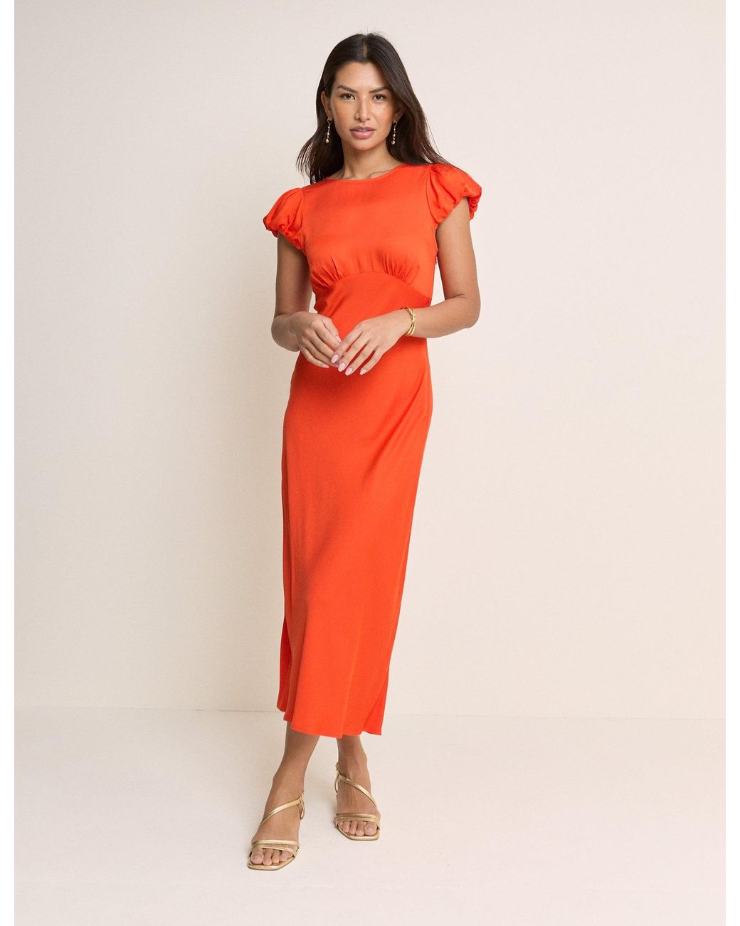 Nobody's Child Red Short Sleeve Willow Midi Dress