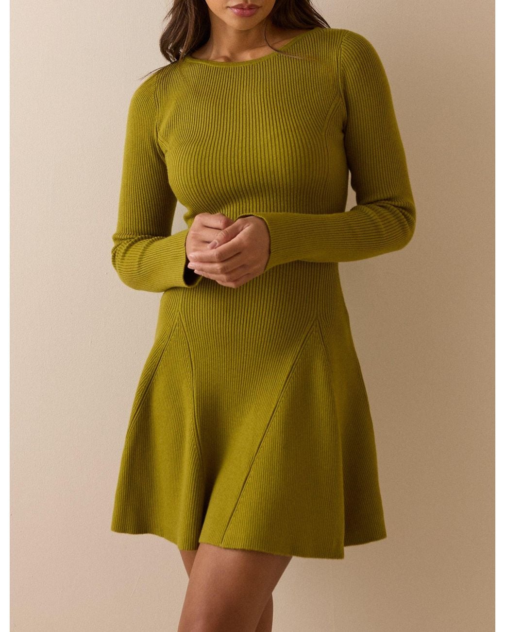 Nobody's Child Green Ribbed Knitted Mini Dress