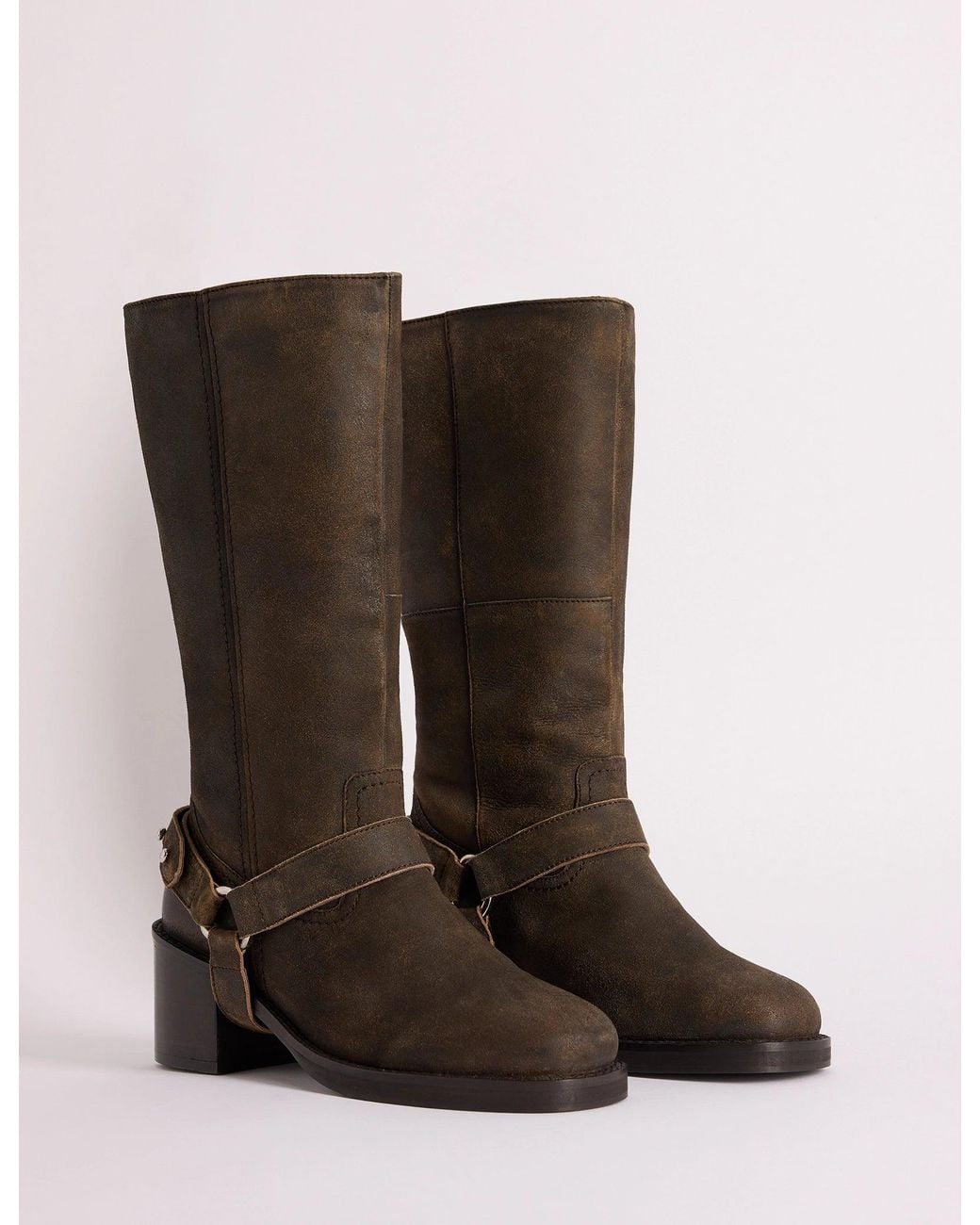 Nobody's Child Green Dark Suede Buckled Boots