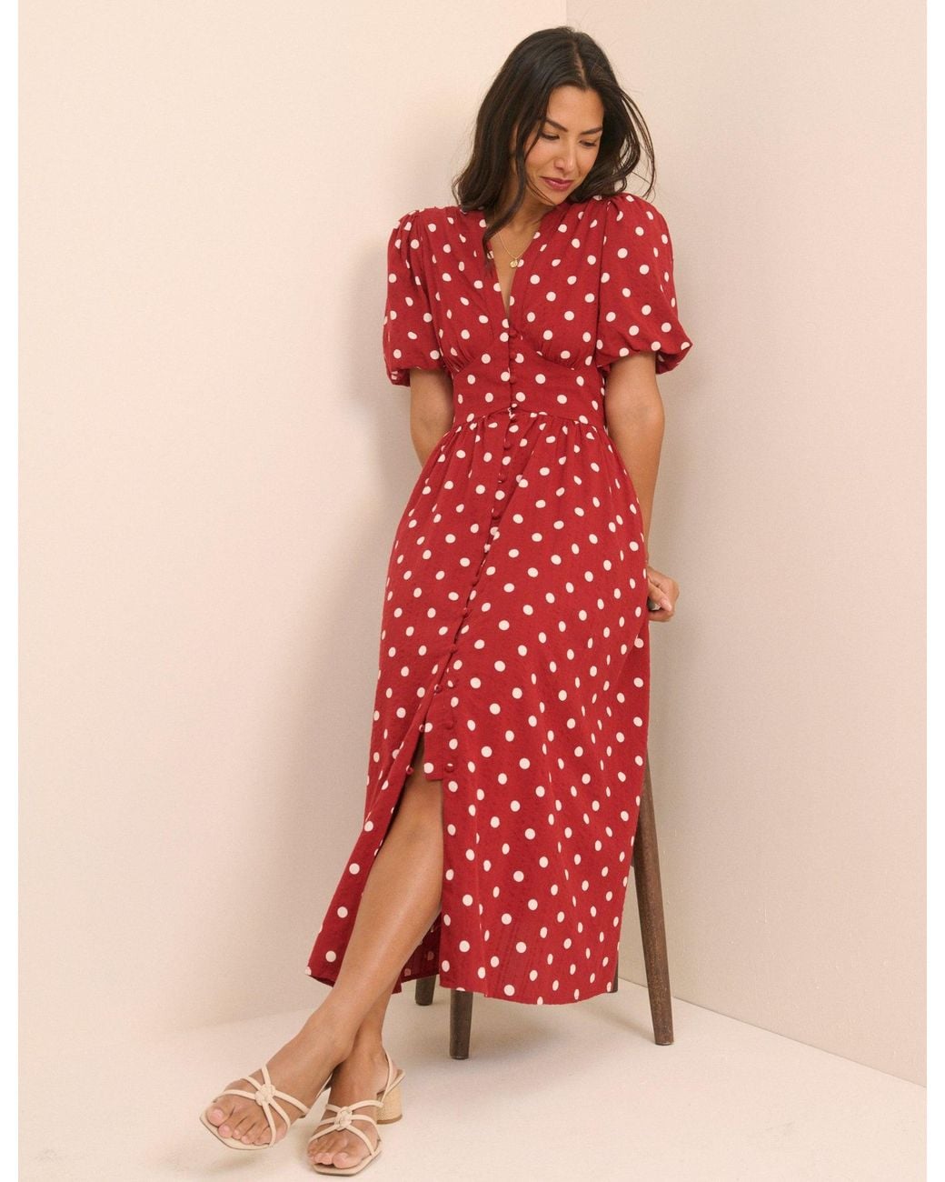 Nobody's Child Red Polka Dot Starlight Midi Dress
