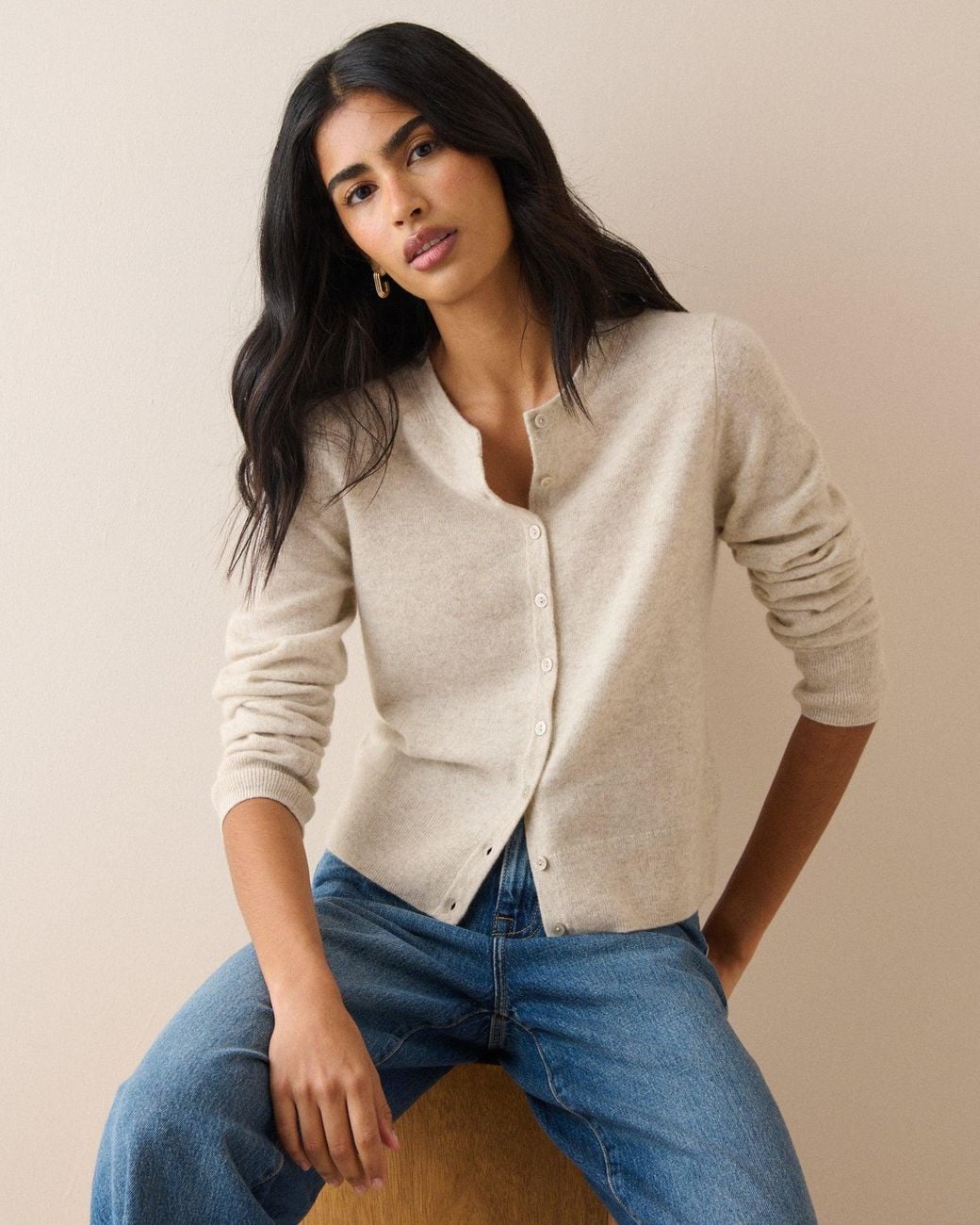 Nobody's Child Natural Oatmeal Cashmere Cardigan