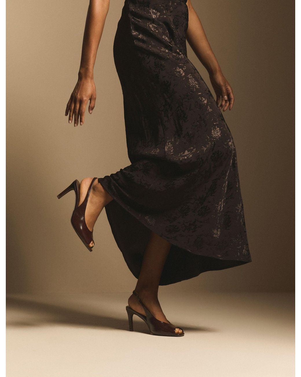 Nobody's Child Brown Chocolate Leather Peep Toe Sling Back Heels