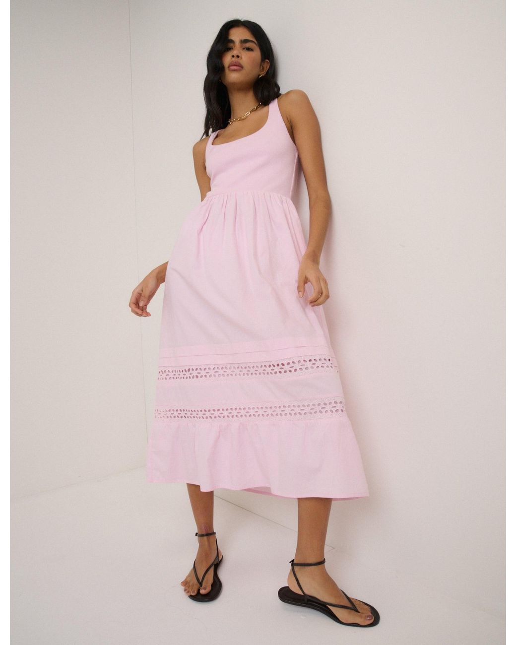 Nobody's Child Pink Scoop Neck Everleigh Midi Dress