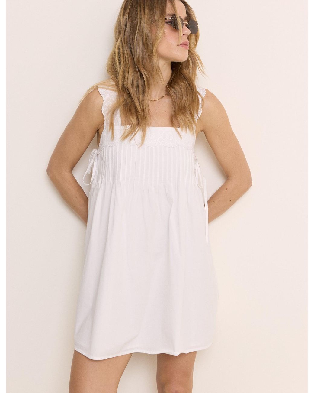 Nobody's Child Natural Square Neck Valerie Mini Dress