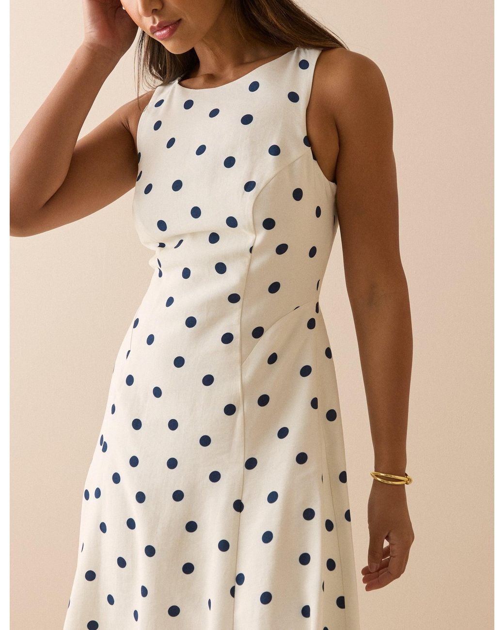 Nobody's Child Natural And Polka Dot Reign Midi Dress