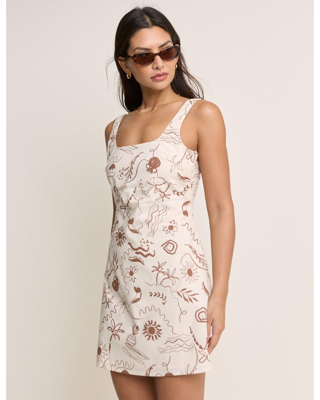 Nobody's Child Natural Print Connie Shift Mini Dress