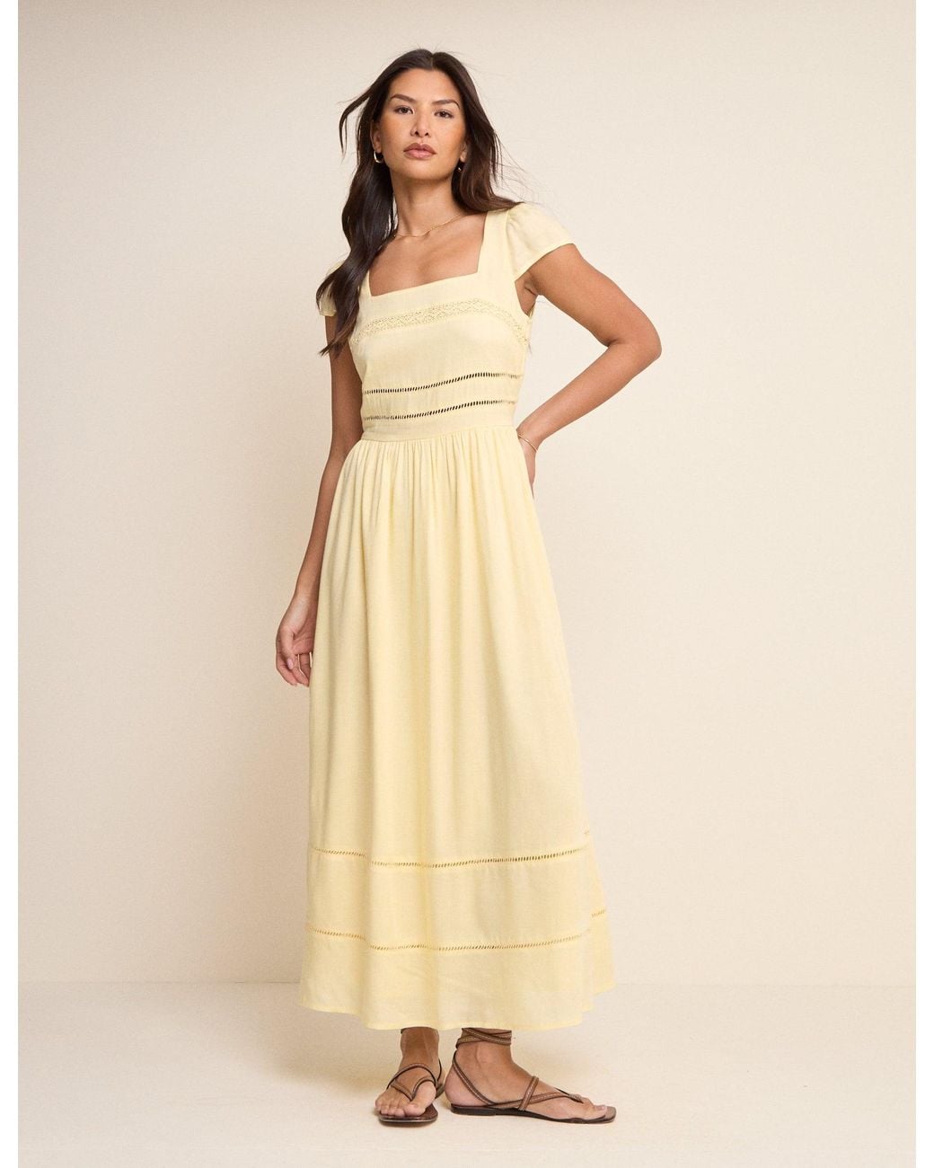 Nobody's Child Natural Butter Square Neck Jessy Maxi Dress