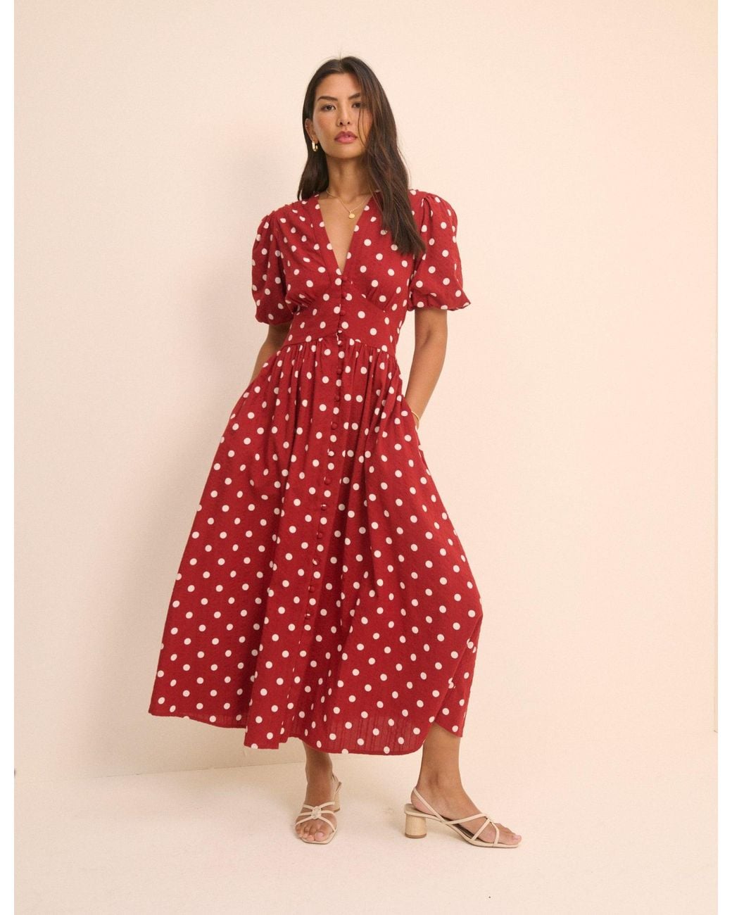 Nobody's Child Red Polka Dot Starlight Midi Dress