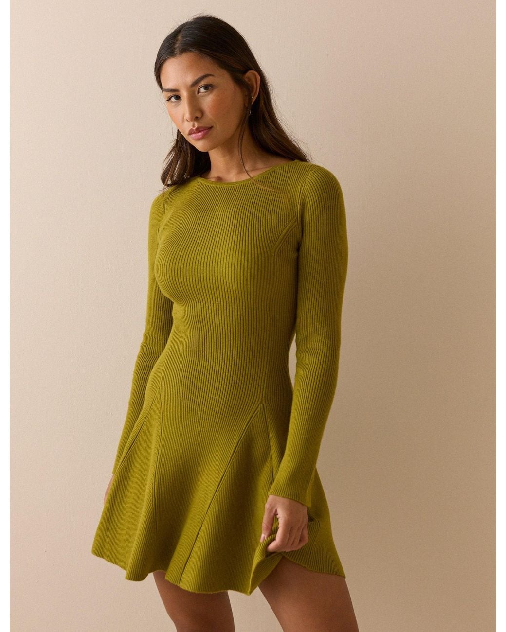 Nobody's Child Green Ribbed Knitted Mini Dress