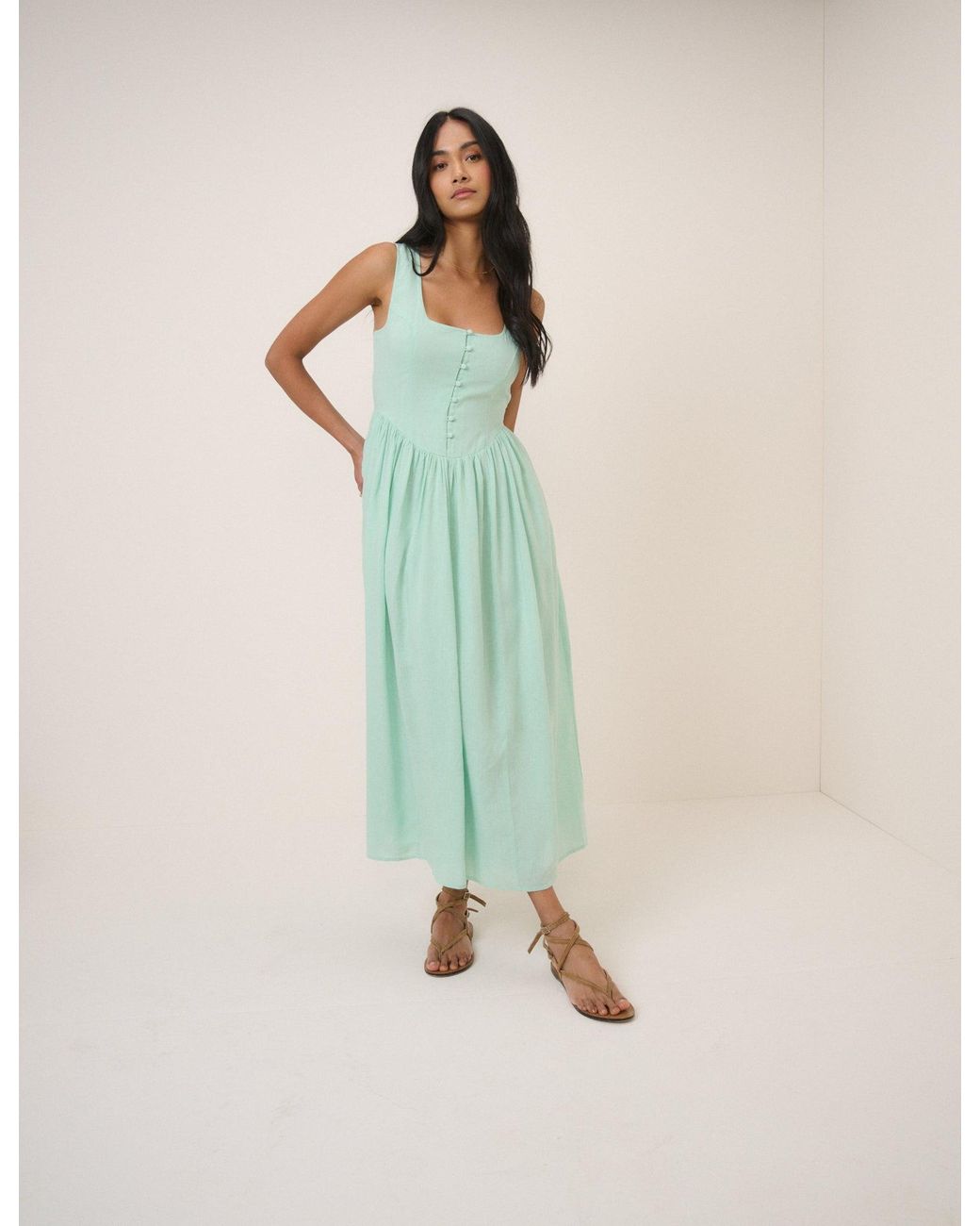 Nobody's Child Green Mint Drop Waist Cora Midi Dress