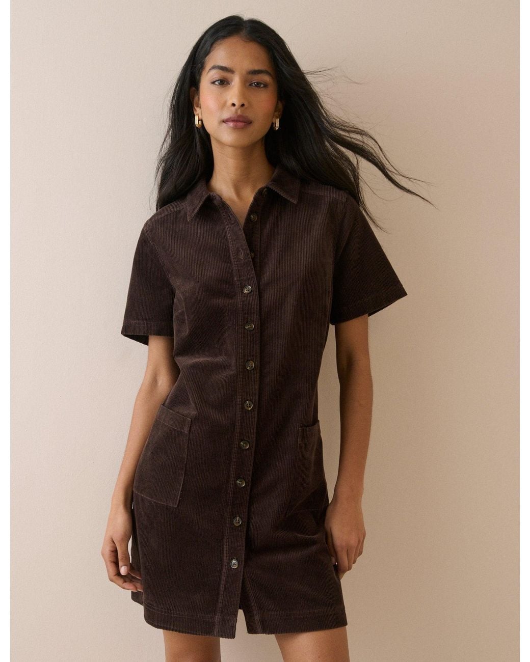 Nobody's Child Natural Cord Collared Lucy Mini Dress