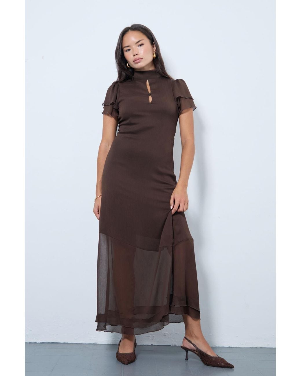 No Emotions UK Brown The Letty Maxi Dress
