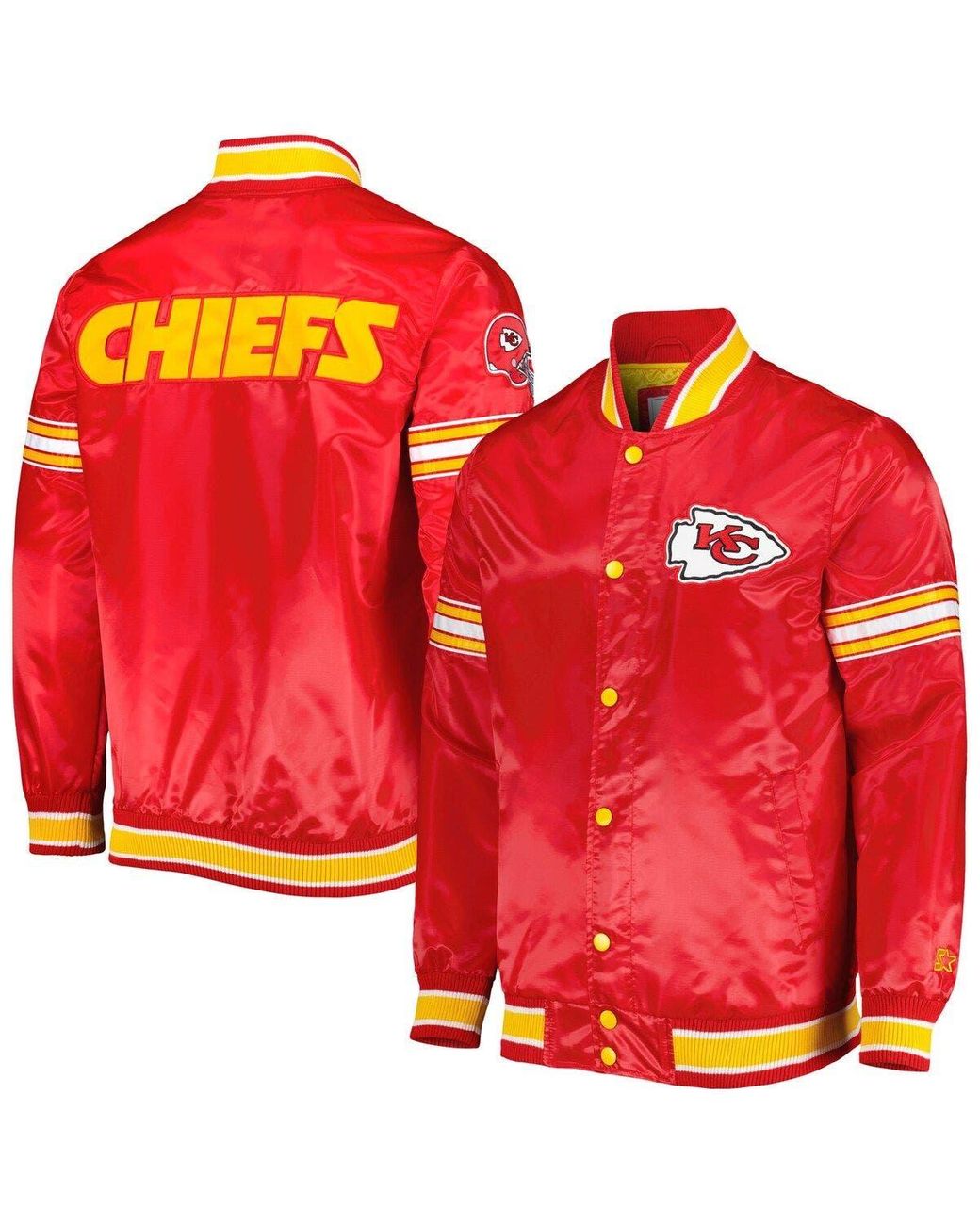 Starter Kansas City Chiefs Midfield Satin Fullsnap Varsity Jacket At