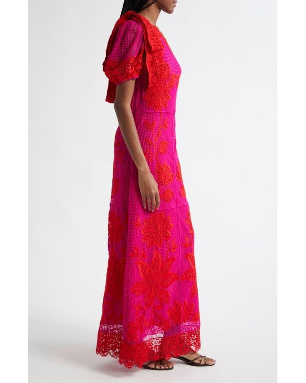 chinese dress ladies Red Olivia Lace Maxi Dress  FARM Rio
