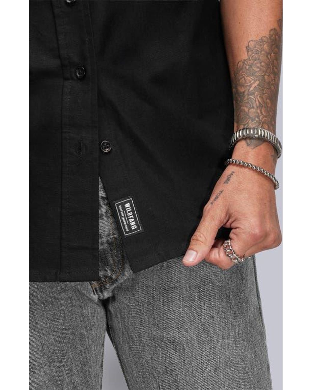 WILDFANG Black The Essential Button Up