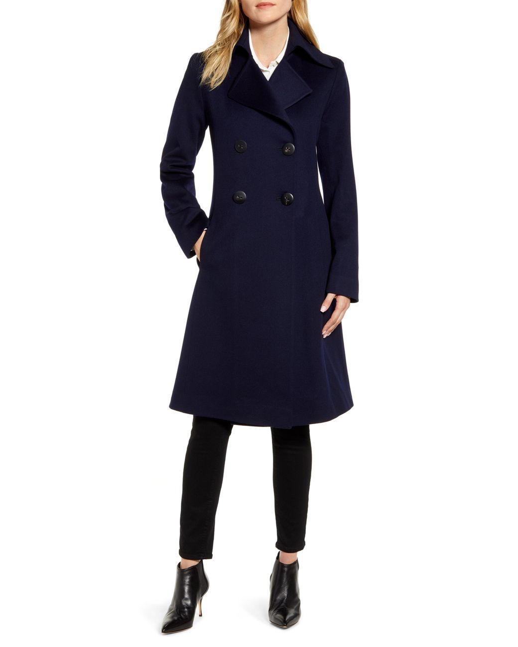 Fleurette Double Breasted Wool Princess Coat in Blue Lyst