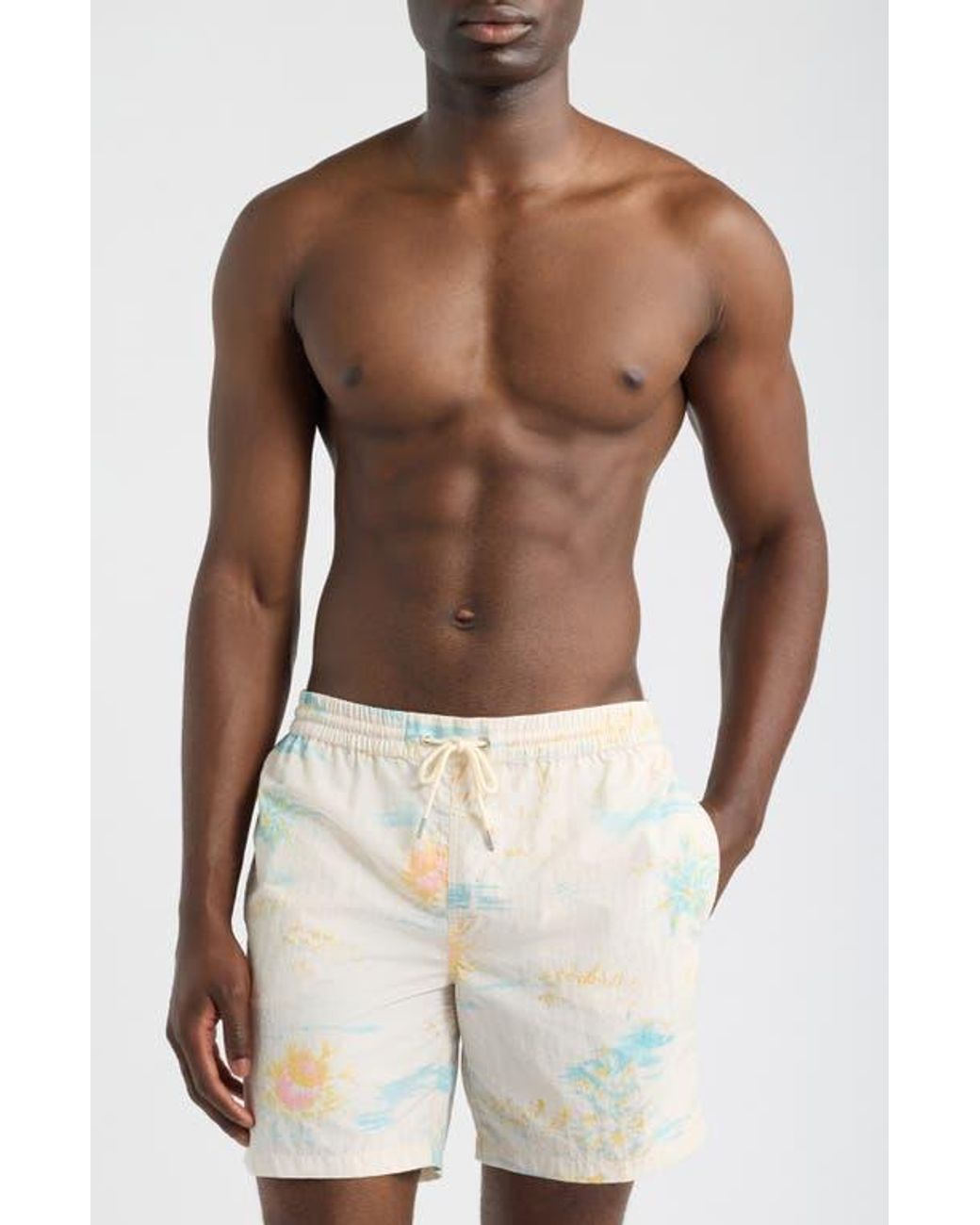 AllSaints White Bleachsurf Swim Trunks for men
