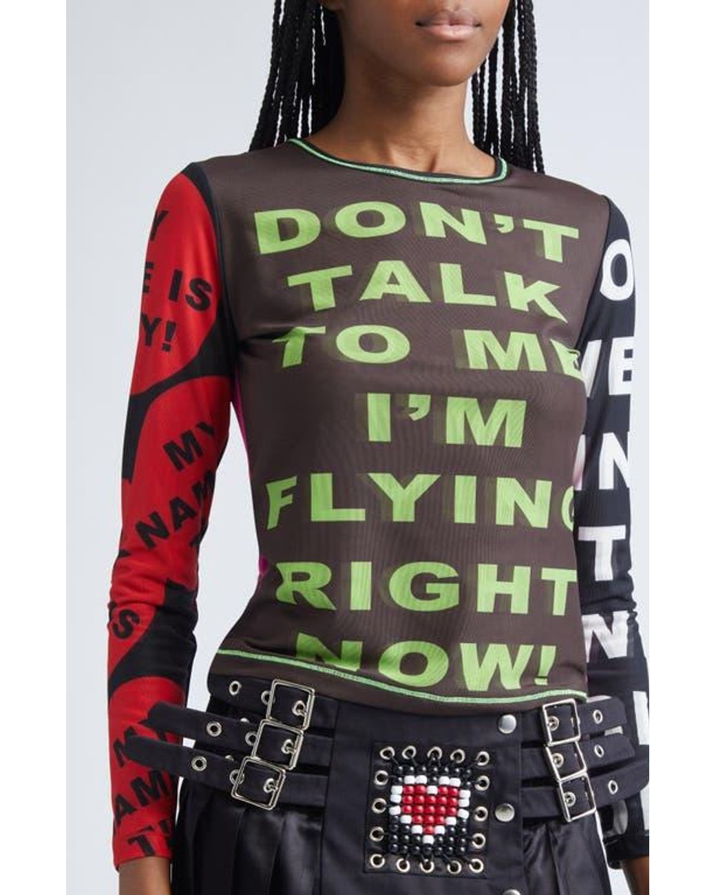 Chopova Lowena Don'T Talk To Me Long Sleeve Mesh Top | Lyst