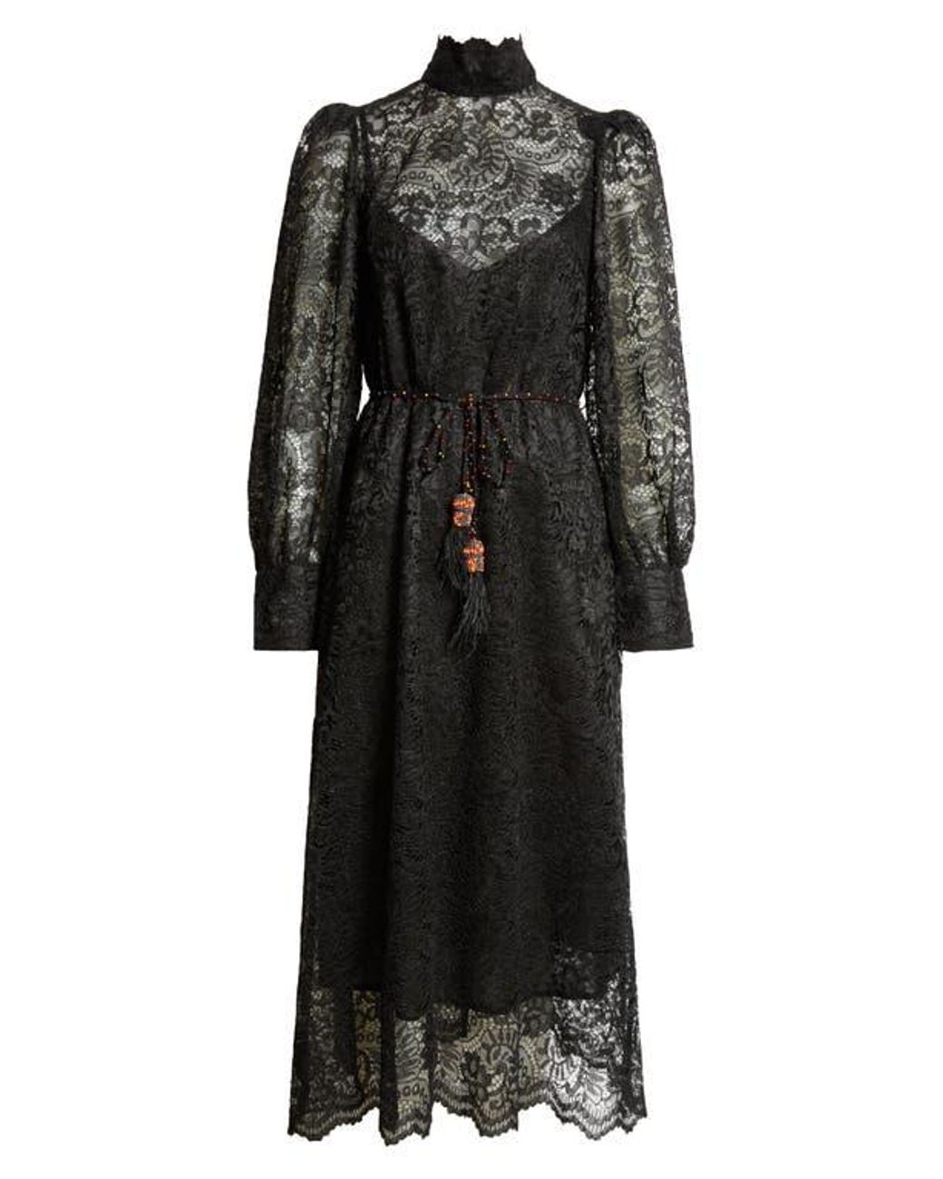 chinese dress ladies Black Winter Garden Ruffle Maxi Dress – FARM Rio main image 1