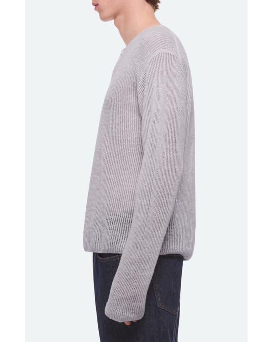 Helmut Lang Gray Texture Henley Sweater for men
