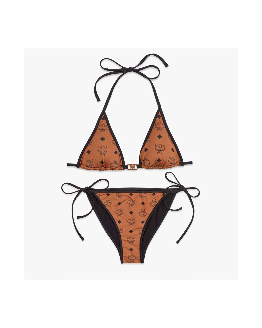 MCM Brown Monogram Print Swimsuit