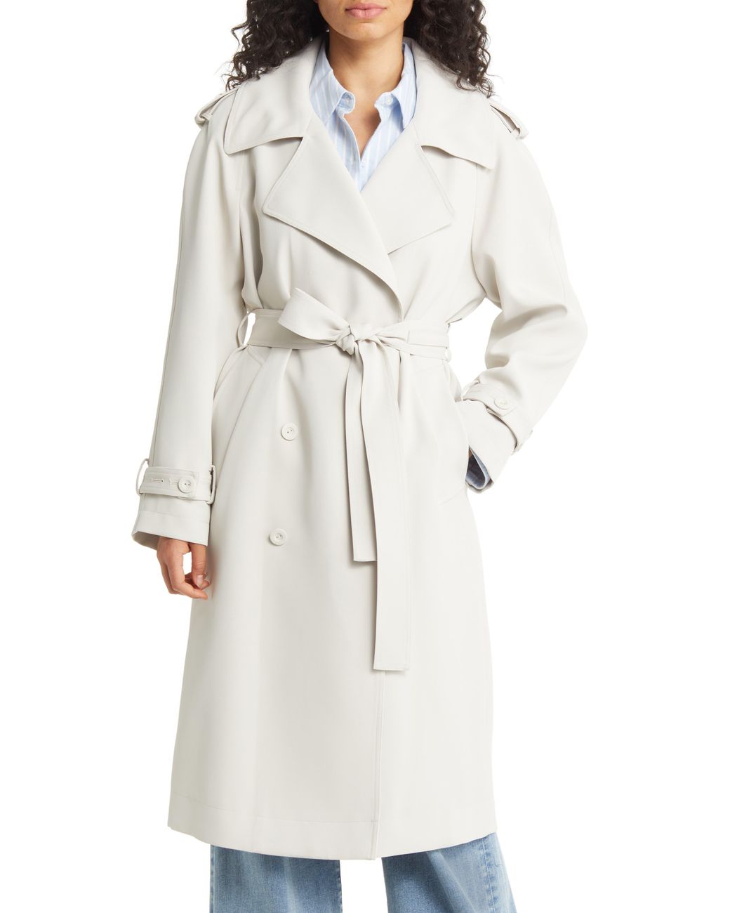 BCBGMAXAZRIA Crepe Trench Coat in White Lyst