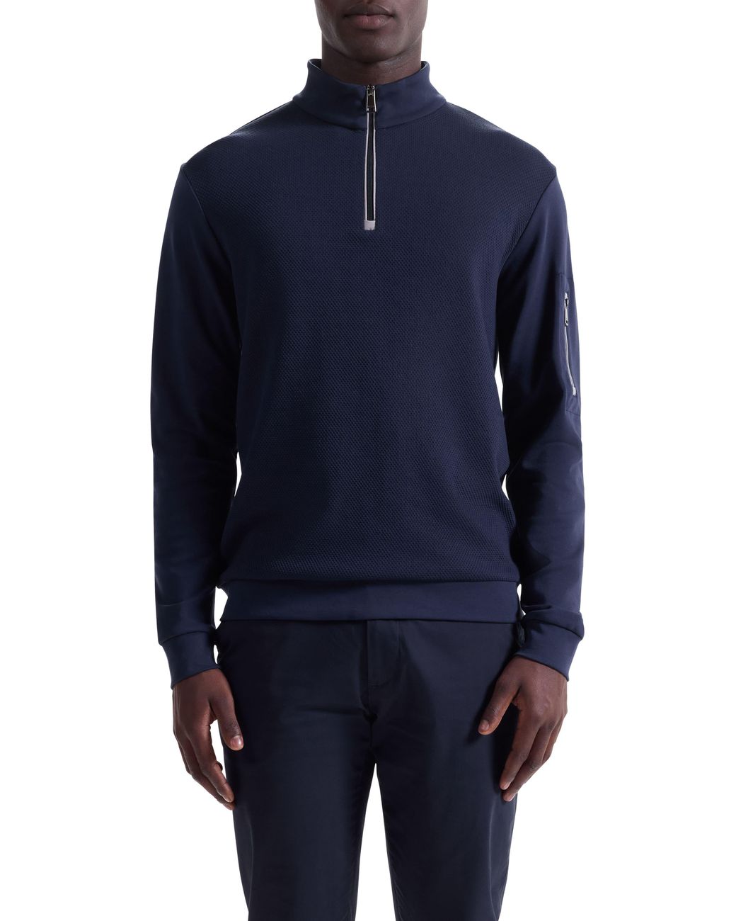 Bugatchi Blue Soft Touch Quarter Zip for men