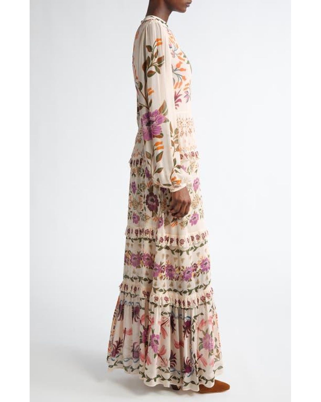 chinese dress ladies Mixed Scarves Ruffled Maxi Skirt