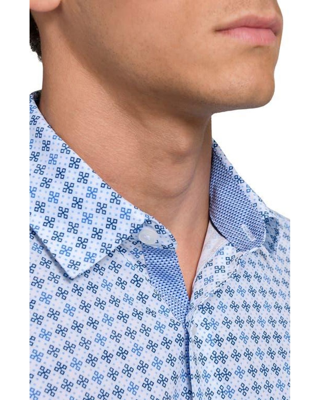 Con.struct Blue Quadruple Diamond Woven Long Sleeve Basic for men