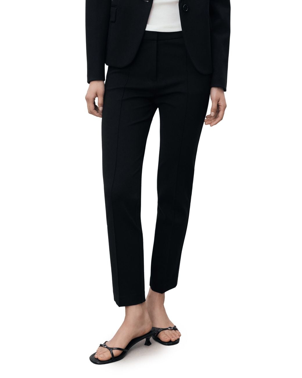 Mango Black Straight Leg Pants