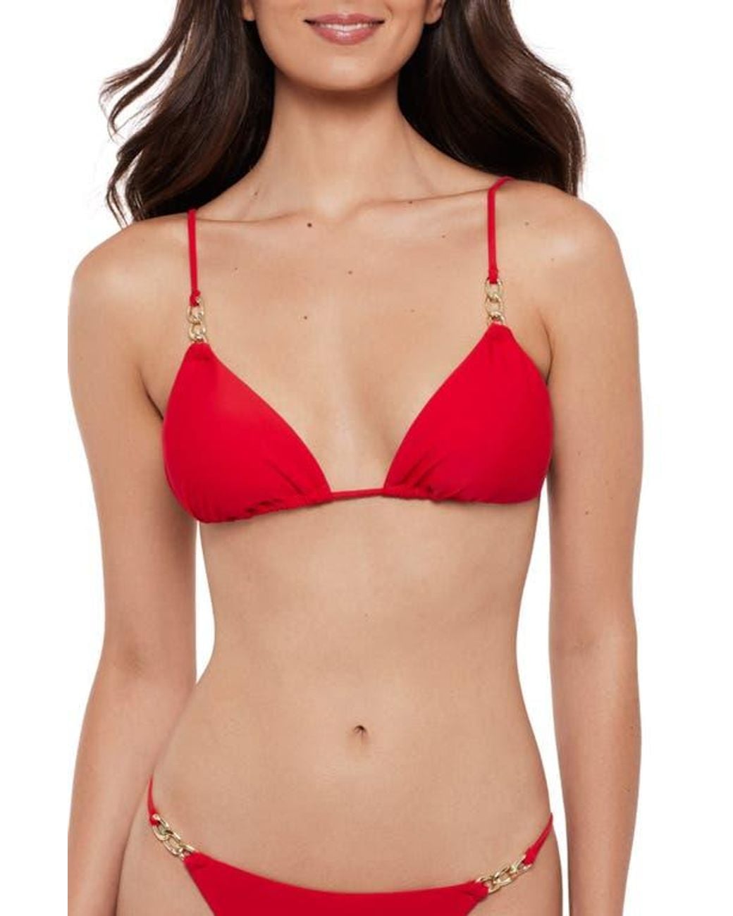 Steve Madden Red Chain Triangle Bikini Top