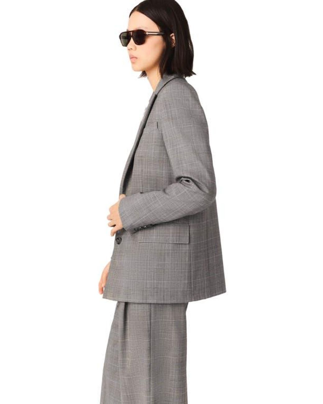 Maje Gray Checked Suit Jacket
