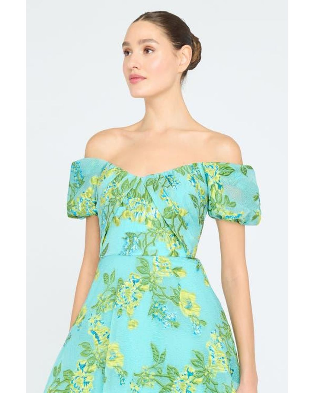 THEIA Alanis Off Shoulder Dress in Green | Lyst