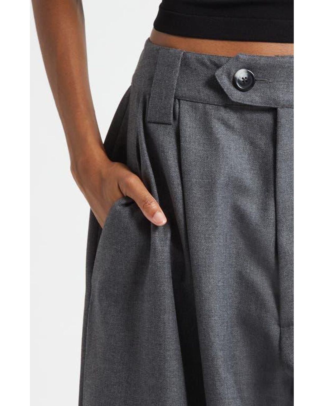 VAQUERA Baby Pleated Low Waist Wide Leg Trousers in Gray | Lyst