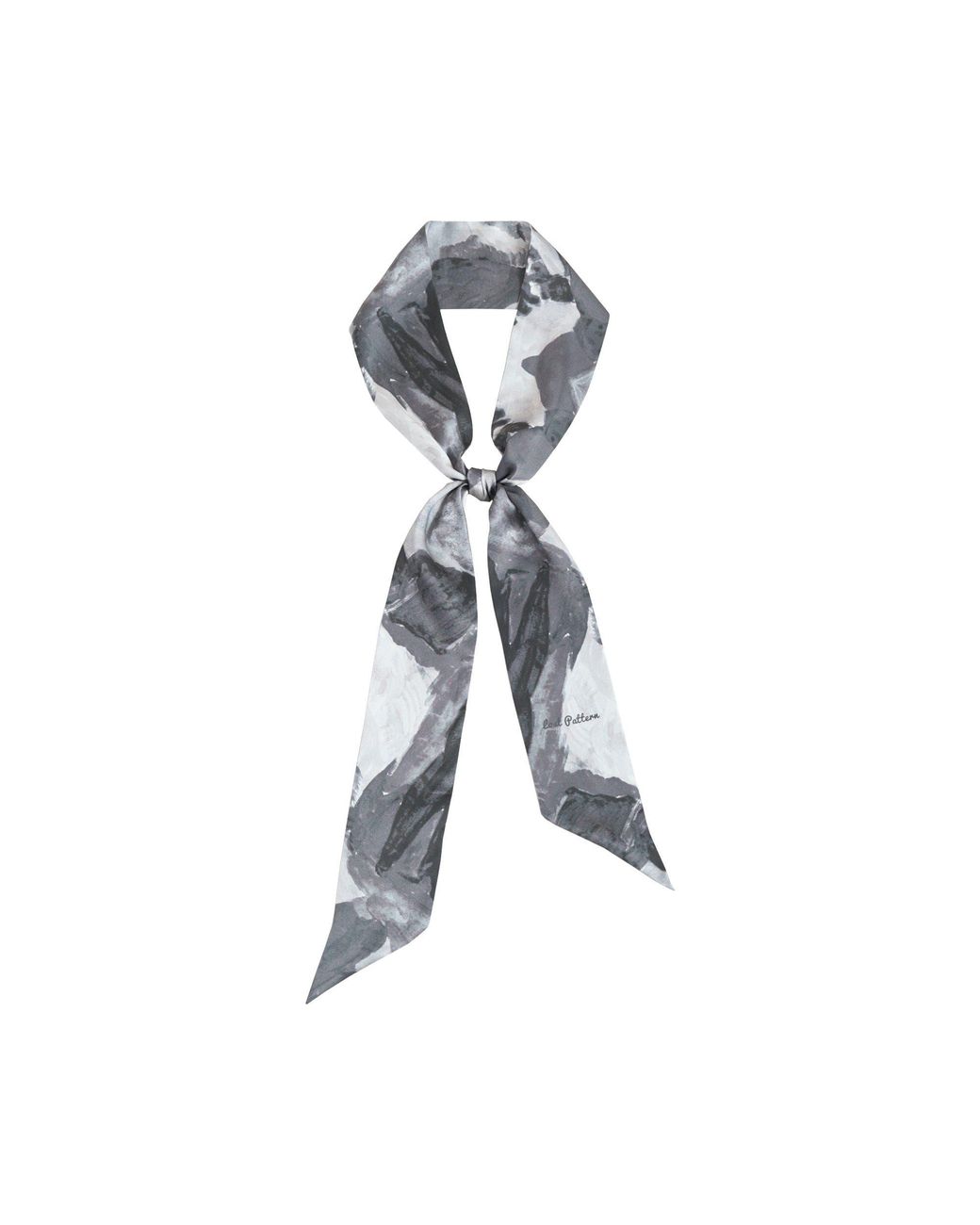 Lost Pattern Gray Himalaya Silk Neck Bow Scarf