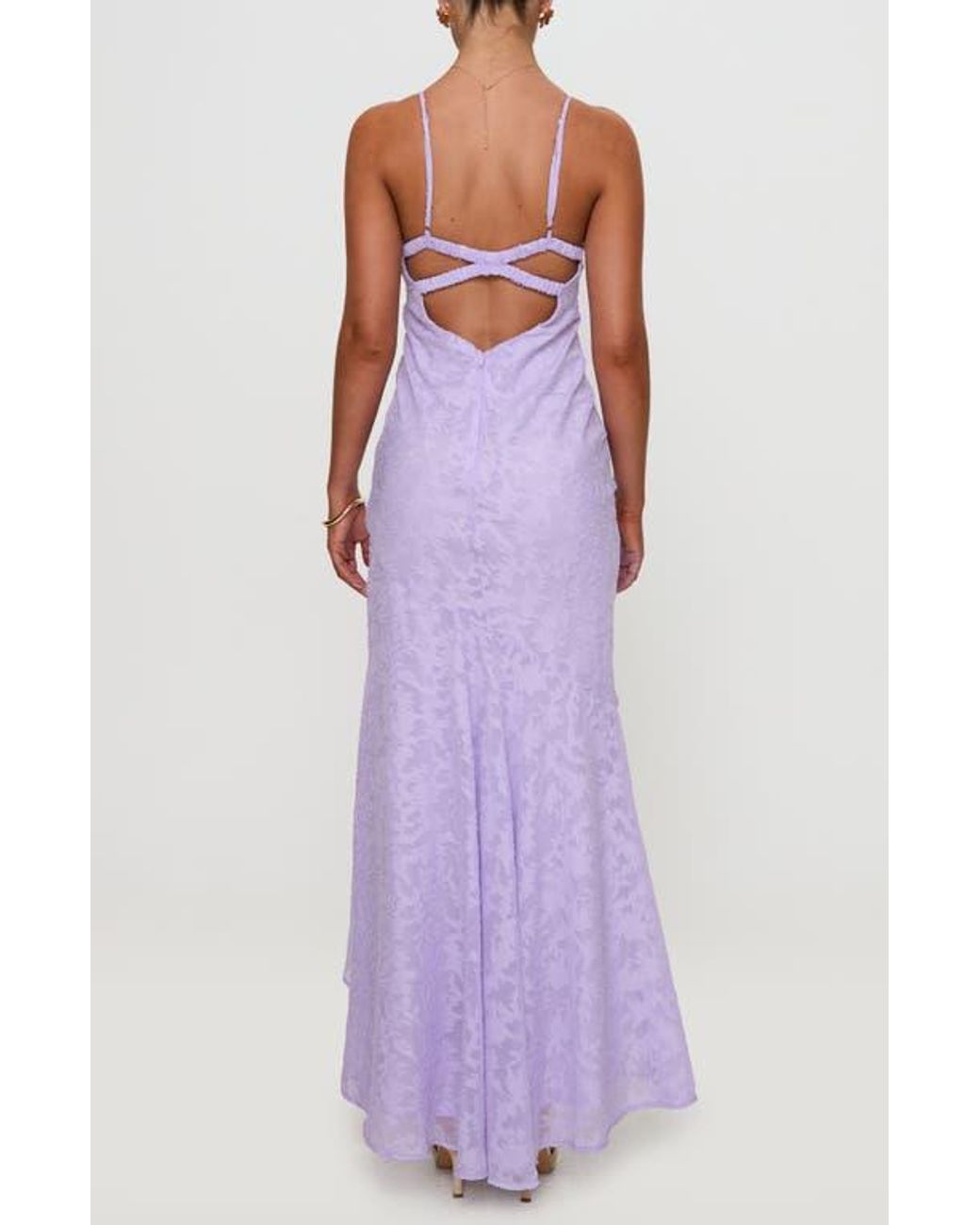 open lace back dress Linger Bias Cut Maxi Dress Purple