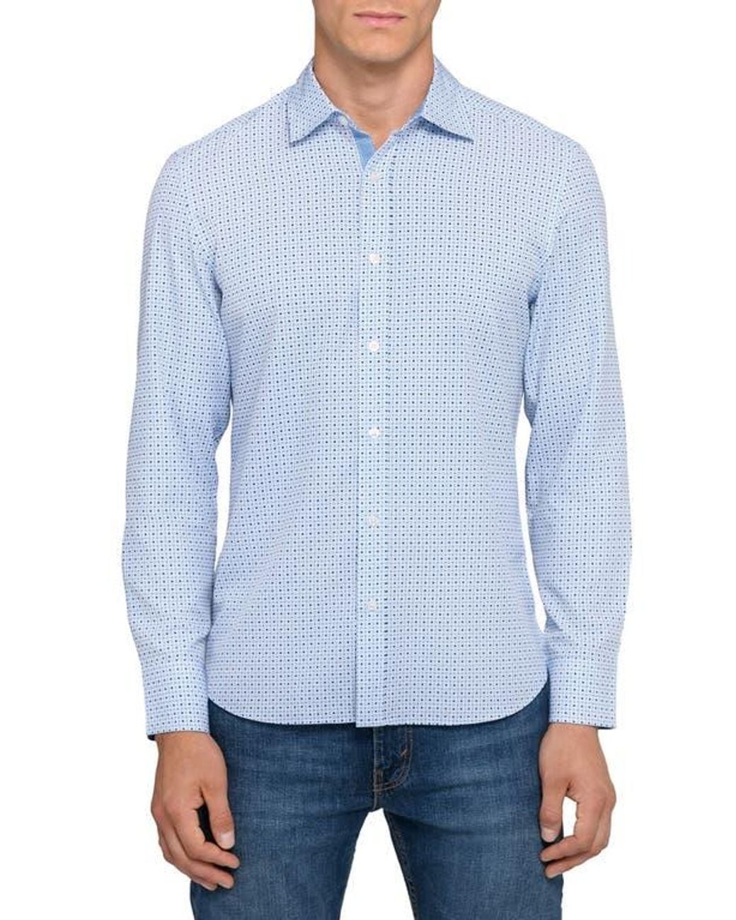 Con.struct Blue Dash Duo Woven Long Sleeve Basic for men