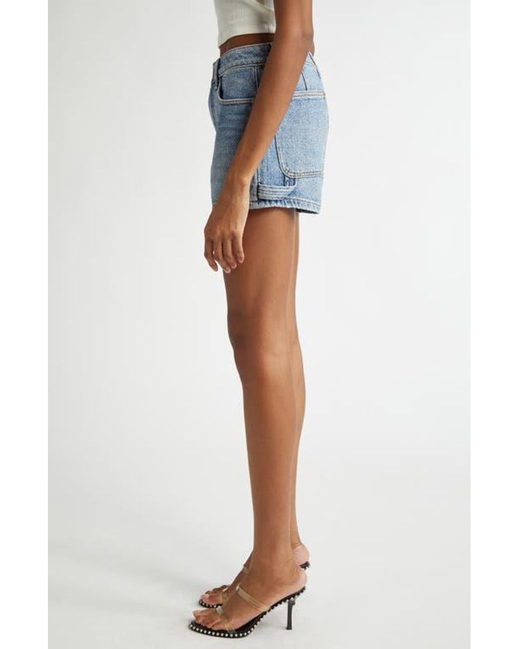 Alexander Wang High Waist Denim Carpenter Shorts in Blue | Lyst