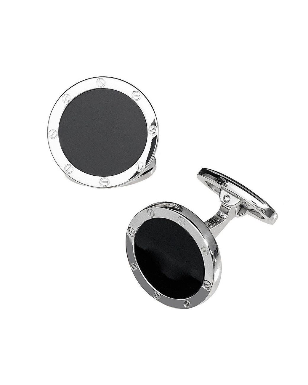 Jan Leslie Black Rivet Etch Sterling Cufflinks for men