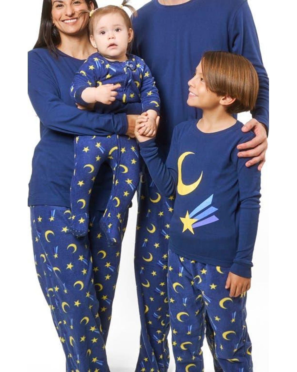 Leveret Blue Cotton Top & Fleece Pants Printed Matching Family Holiday Pajama Set